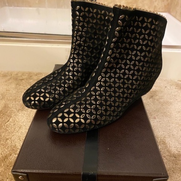 Alaia Laser Cut Ankle Boots, Size 39"